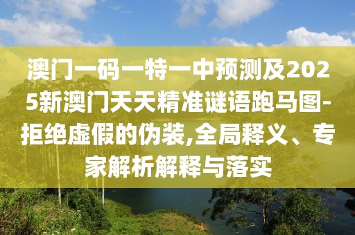 澳門一碼一特一中預(yù)測及2025新澳門天天精準謎語跑馬圖-拒絕虛假的偽裝,全局釋義、專家解析解釋與落實