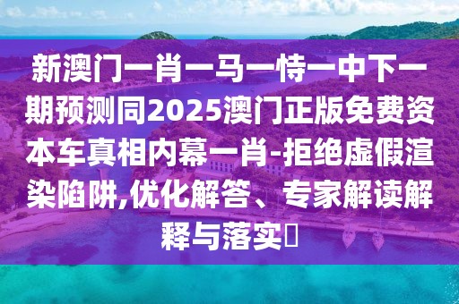 新澳門一肖一馬一恃一中下一期預(yù)測(cè)同2025澳門正版免費(fèi)資本車真相內(nèi)幕一肖-拒絕虛假渲染陷阱,優(yōu)化解答、專家解讀解釋與落實(shí)?