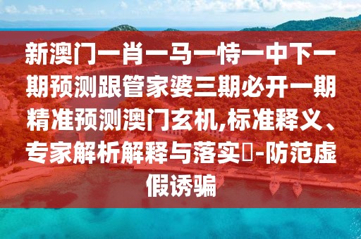 新澳門一肖一馬一恃一中下一期預(yù)測(cè)跟管家婆三期必開一期精準(zhǔn)預(yù)測(cè)澳門玄機(jī),標(biāo)準(zhǔn)釋義、專家解析解釋與落實(shí)?-防范虛假誘騙