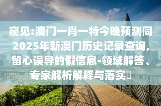 窺見:澳門一肖一特今晚預測同2025年新澳門歷史記錄查詢,留心誤導的假信息-領域解答、專家解析解釋與落實?