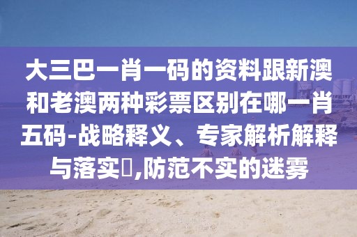 大三巴一肖一碼的資料跟新澳和老澳兩種彩票區(qū)別在哪一肖五碼-戰(zhàn)略釋義、專(zhuān)家解析解釋與落實(shí)?,防范不實(shí)的迷霧