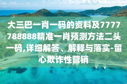 大三巴一肖一碼的資料及7777788888精準(zhǔn)一肖預(yù)測方法二頭一碼,詳細(xì)解答、解釋與落實-留心欺詐性營銷