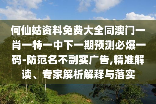 何仙姑資料免費(fèi)大全同澳門一肖一特一中下一期預(yù)測必爆一碼-防范名不副實廣告,精準(zhǔn)解讀、專家解析解釋與落實